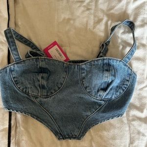 EDIKTED denim corset bra top